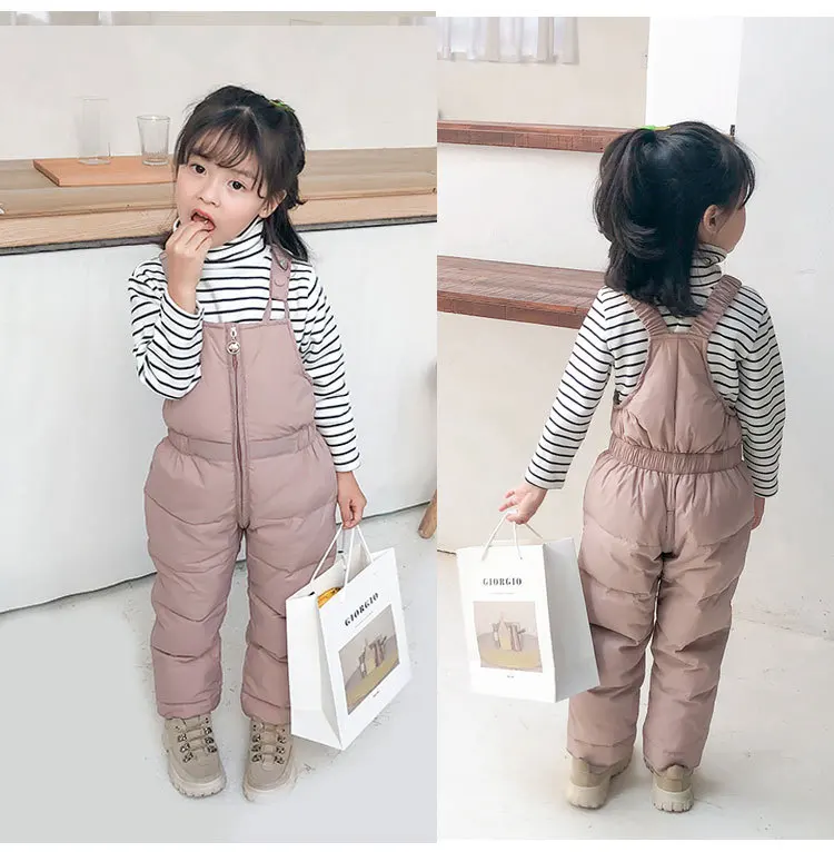 

2020 New Winter Children'S Down Cotton Trousers Thickened Children'S Clothing Bib Trousers Cotton Pants Girls Onesies