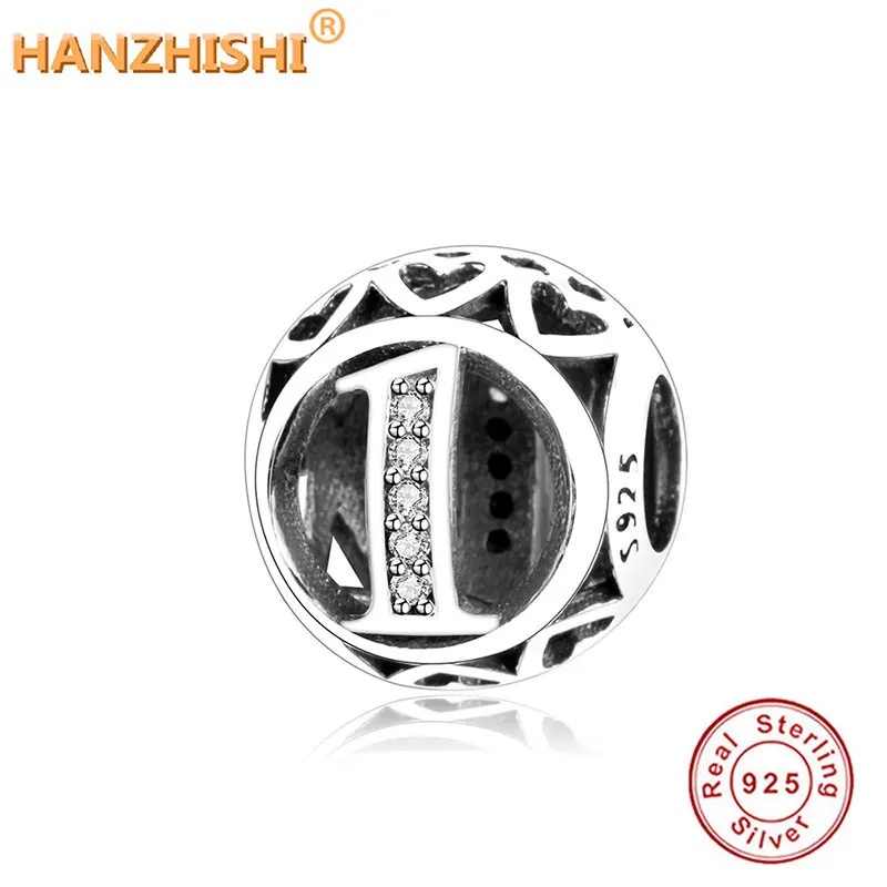 Цена оптовой продажи 100% 925 стерлингового серебра с принтом цифр и букв С бусинами
