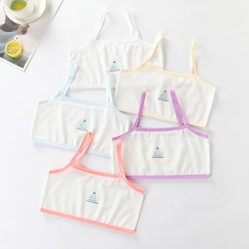 

5 Pcs/Lot Kids Underwear Cotton Double Layered Children Bras Dot Teenager Girl Bra Breathable Innerwear 8-16Y Brassiere For Girl