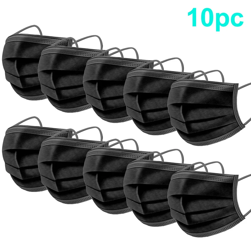10pcs Children Black Four Layers Disposable Dustproof Face Mask With Elastic Earloop For Boys And Girls Breathable Cover | Красота и