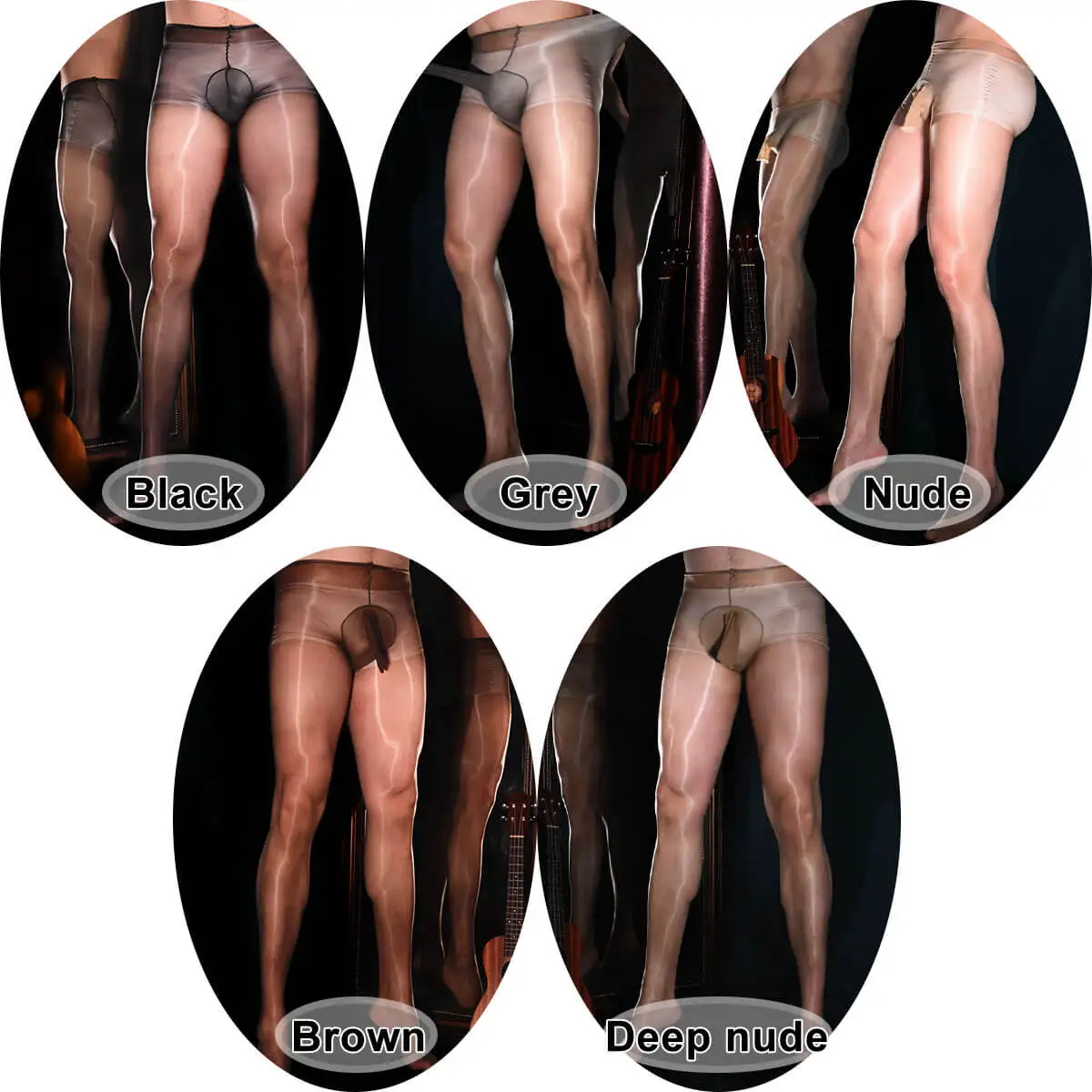 Metelam Men's 1D Ultra-thin Oil Shine Widen Crotch Man-Sheath Penis Sleeve JJ Open Pantyhose Sheer Glossy Tights Underwear