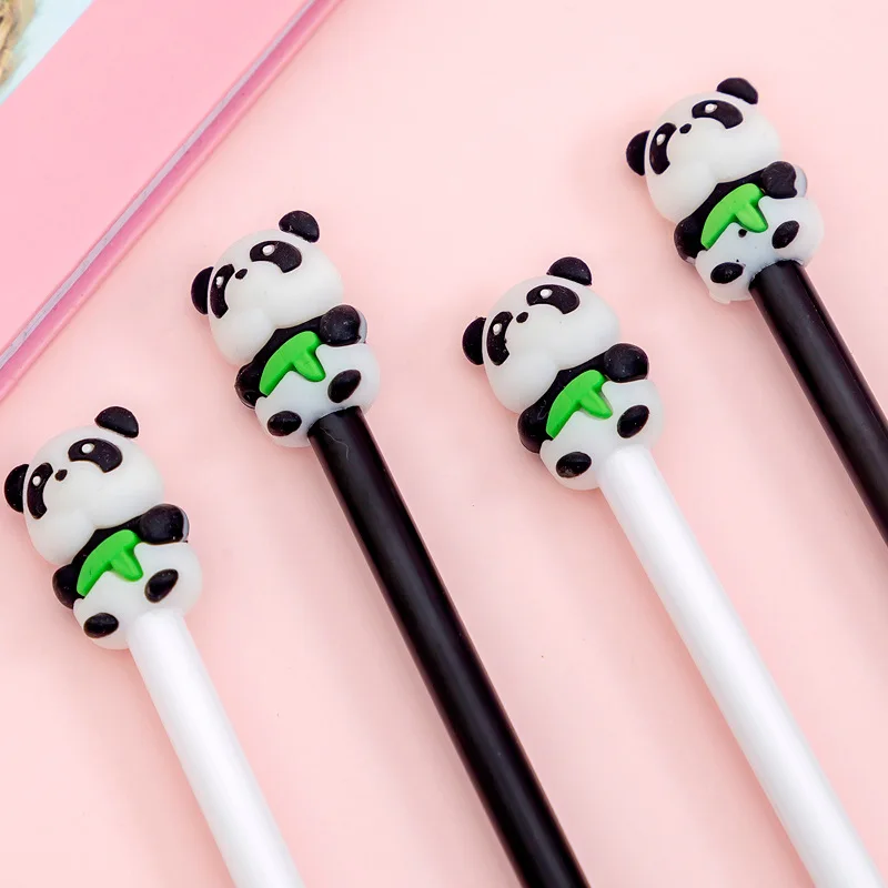 8Pcs Cute National Panda Bamboo Gel Pens Black Ink Oen Student Creative Stationery Kawaii School Supplies Wholesale - купить по