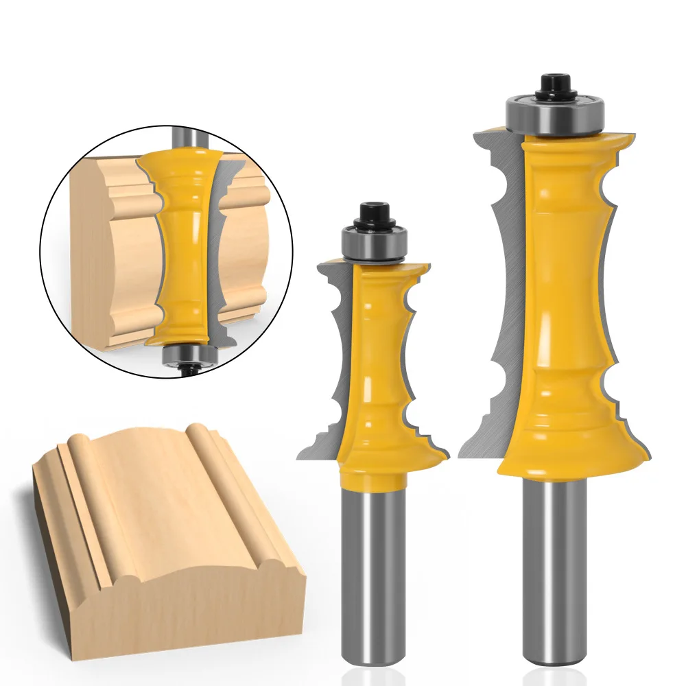 WORKBRO 2 PCS Router Milling Cutter Set, 1/2-Inch Shank Woodworking Wood Molding Cutter, Mitered Panel Cabinet Door Router Bits