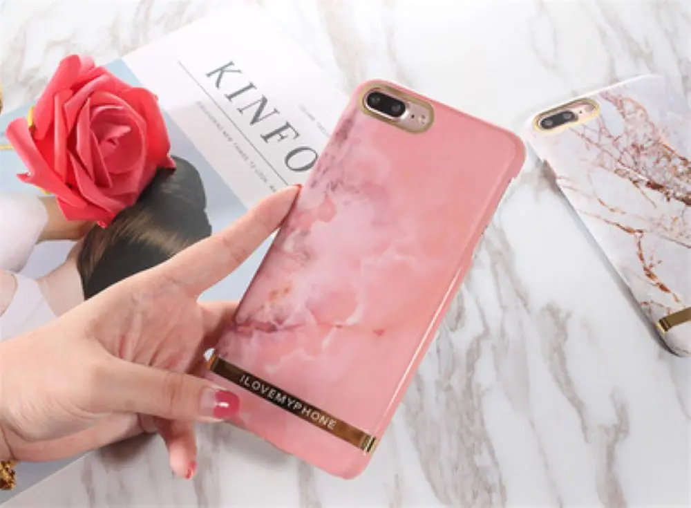 Madevil Geometric Marble Texture Phone Case For iPhone 7 8 6 6s Plus IMD Silicone Stone Image Back Cover phone shell |