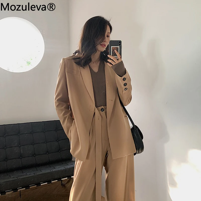 Женский винтажный комплект из двух предметов блейзер и свободные брюки со