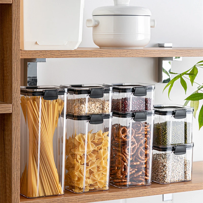 

Sealed Storage Box Crisper Dried Grains Food Buckle Jar Kitchen Organizer Storage Container Lock Cover Lid Tank Cereals Jars