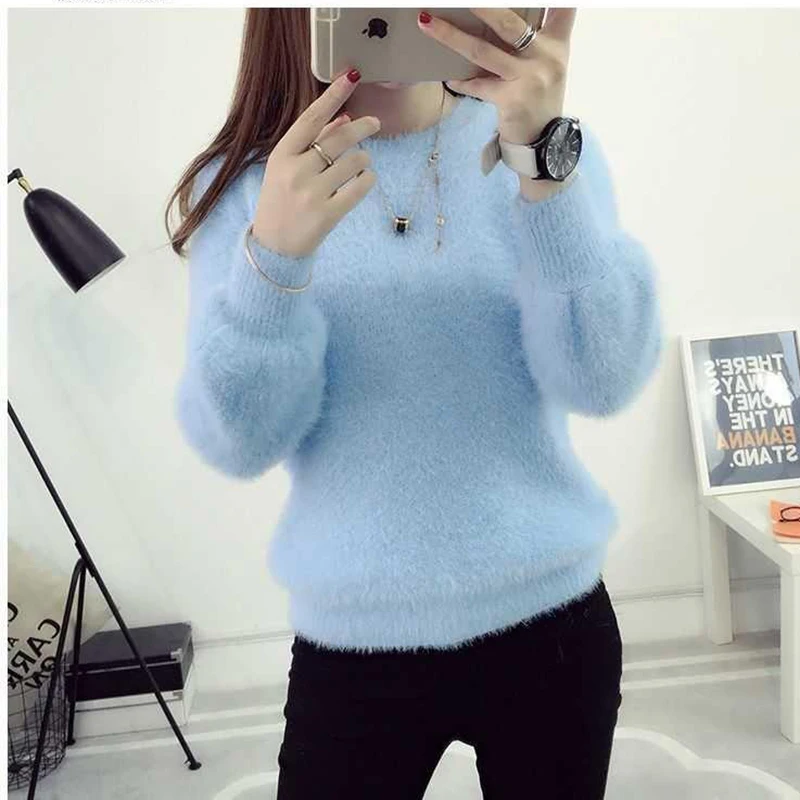 Sweater Women Pull Femme Winter Warm Sweaters Mohair Clothes 2020 Jumper Christmas Pull Fluffy Sweater Fuzzy Fur Korean Cashmere cardigan for women