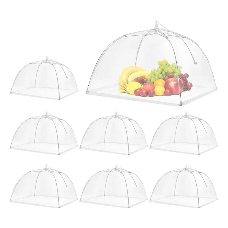 

8 Pack -Up Mesh Screen Food Cover Tent Umbrella, Reusable and Collapsible Food Cover Net for Parties Picnics, BBQs