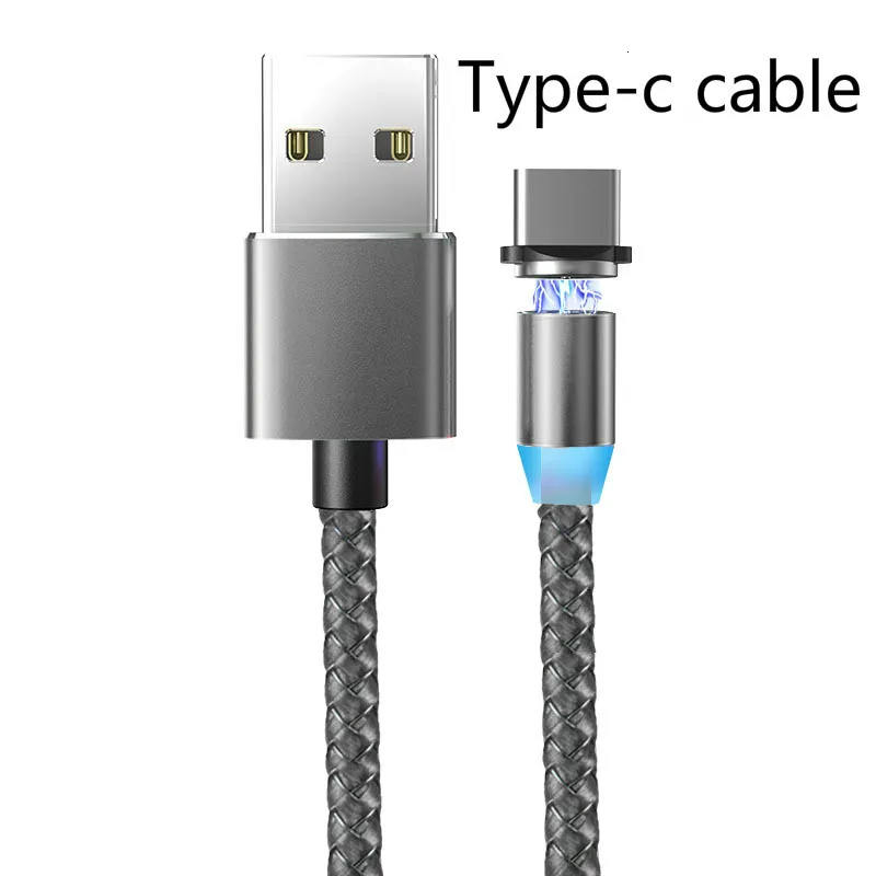 1 м Магнитный Micro USB кабель для быстрой зарядки iPhone samsung кабель для передачи данных Магнитный кабель для зарядки usb type C 3A кабель для мобильного телефона - Цвет: Sliver for type C