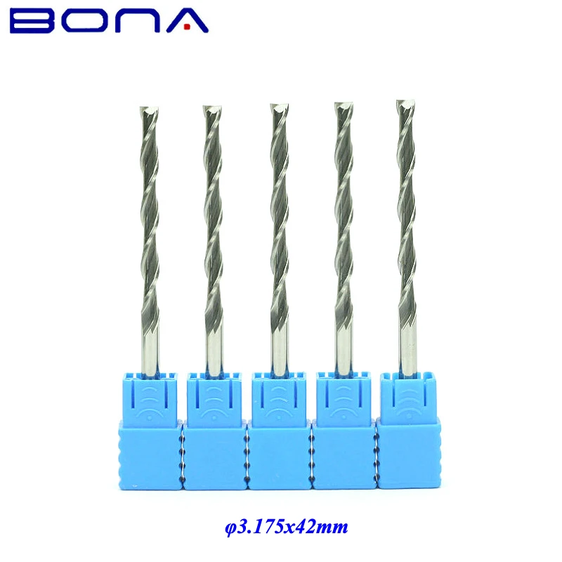 10 шт. 3 175*42 мм вольфрамовый Карбид 2 канавки фрезерные инструменты Sprial CNC станки