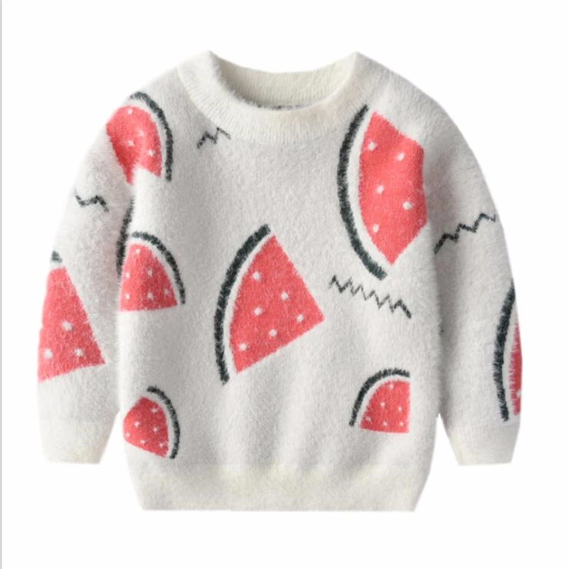 2019 г. зимний свитер для девочек Вельветовая Детская шерстяная вязаная одежда