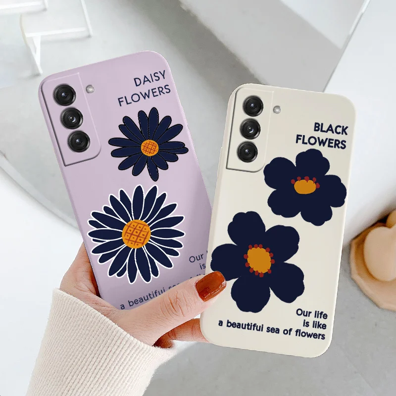 

Daisy Liquid Silicone Case For Samsung Galaxy S21 S20 FE S10 Note 20 10 Ultra Plus A72 A52 A42 A32 Ultra Thin Phone Back Cover
