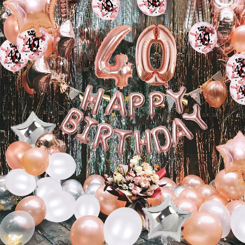 Скатерть 35 шт./компл. 40 украшений для дня рождения розовое золото лет воздушный