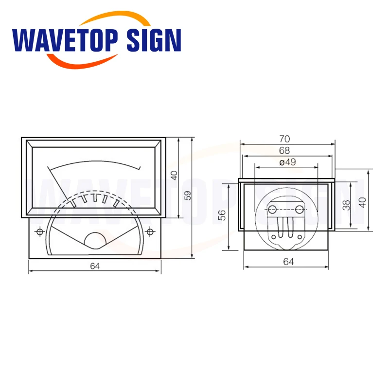 WaveTopSign Амперметр 30mA 50mA 100mA 85C17 аналоговая Amp Панель измеритель тока для CO2 Лазерная