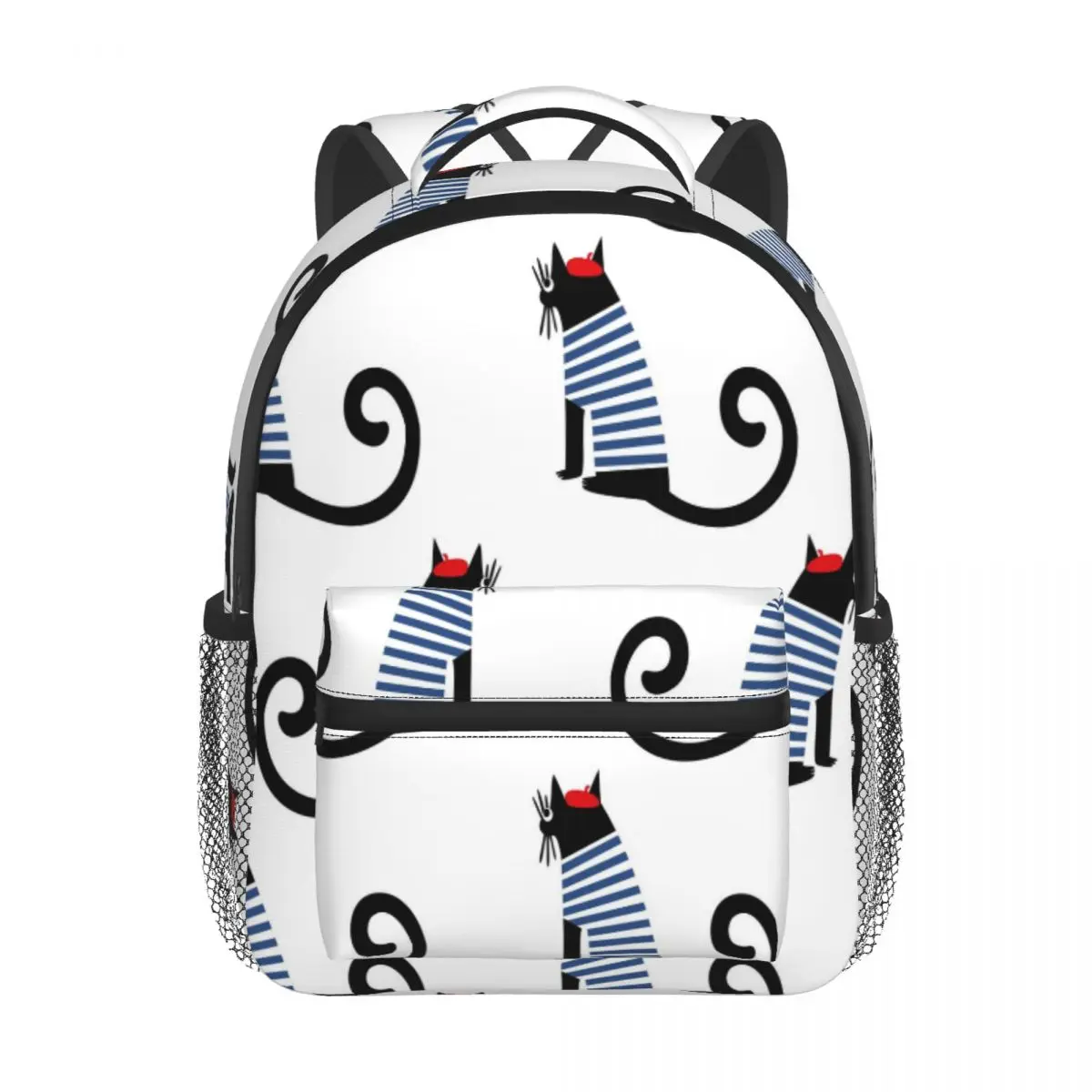 Cute Cartoon Sitting Parisian Cat Kids Backpack Toddler School Bag Kindergarten Mochila for Boys Girls 2-5 Years