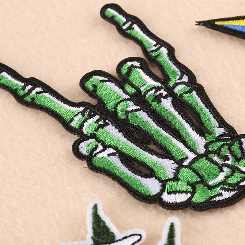 Зеленая рука с глазами пальцы зомби патчи для одежды вышивкой утюгом наклейки