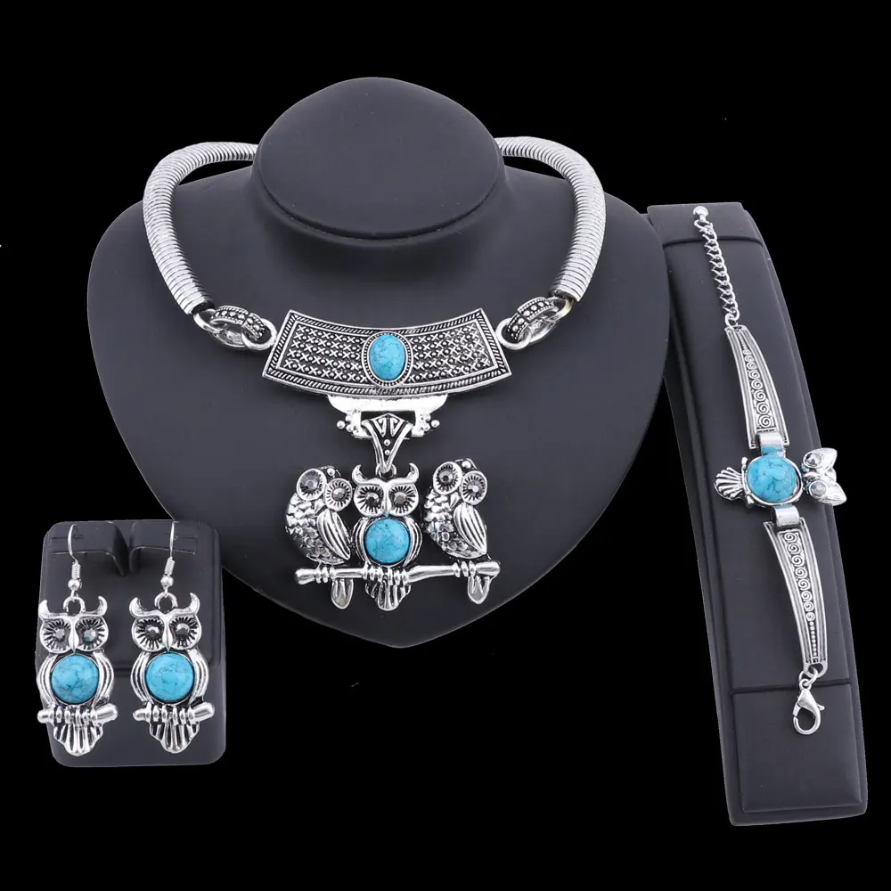 Оптовая продажа Серебряный кулон в форме совы винтажное ювелирное ожерелье +