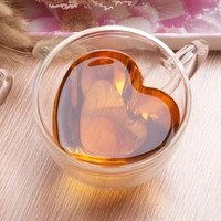 heart love shaped double wall glass mug resistant tea beer mug milk lemon juice cup drinkware lover coffee cups mug gift