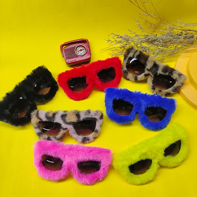Trendy Half Round Sunglasses Women Men Soft Fur Velvet Sun Glasses Ladies UV400 Shades Handmade Eyewear For Party Gafas De Sol 4