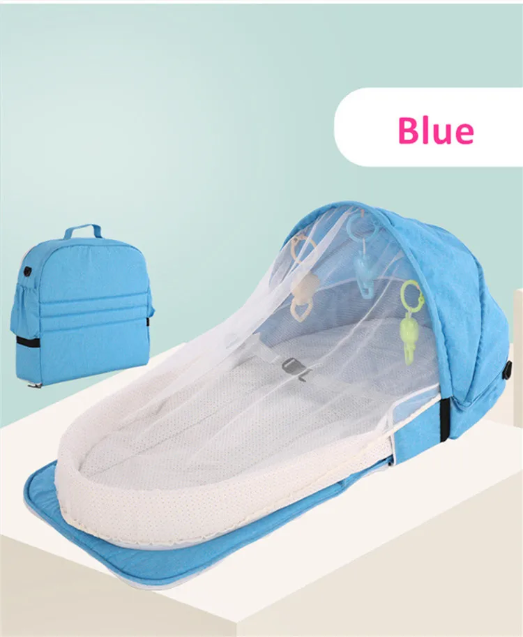 Переносная кровать с игрушками для детей 0-12 м, складная детская кровать, дорожная сумка для мамы, сетка от комаров, дышащая корзина для сна для младенцев