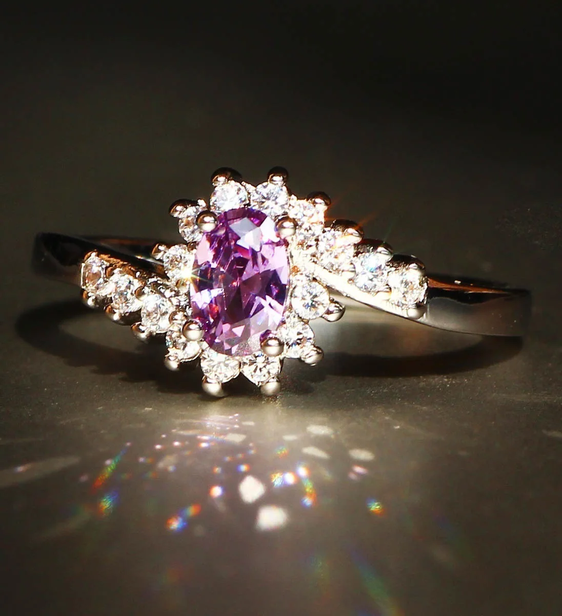 Милое модное большое овальное кольцо для девочек из серебра 925 пробы с