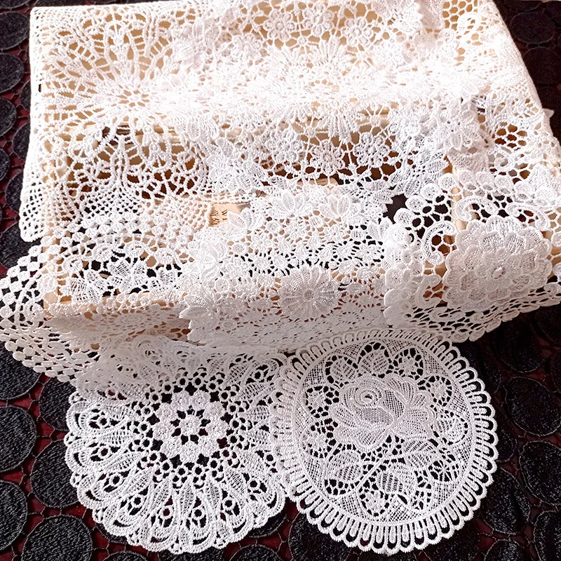 

35cm round lace Water soluble embroidery place table mat cloth pad cup mug Napkin doily coaster New Year Christmas gift cookware