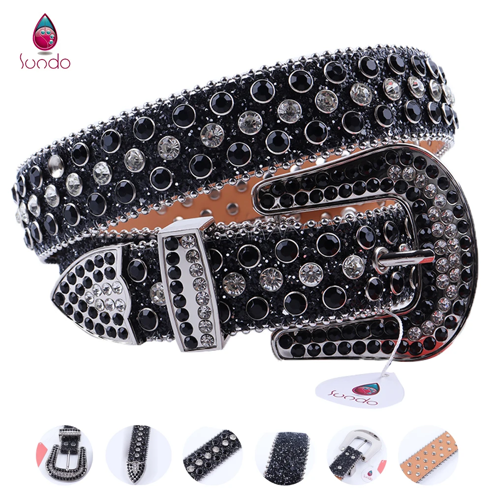 

New Men Women Fashion Rhinestone Belt Western Cowgirl Bling Studded Design Leather Diamond Belt for Jeans Dress Shiny Belt Pants