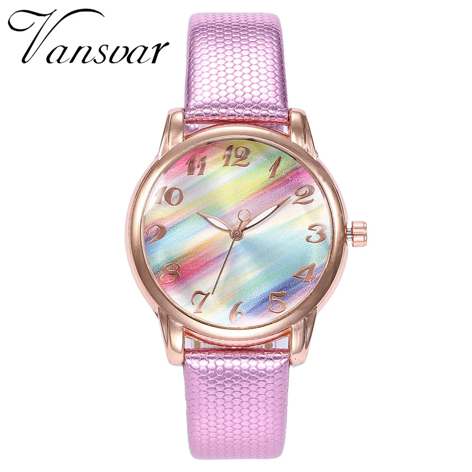 Часы Vansvar женские кварцевые с кожаным ремешком повседневные аналоговые