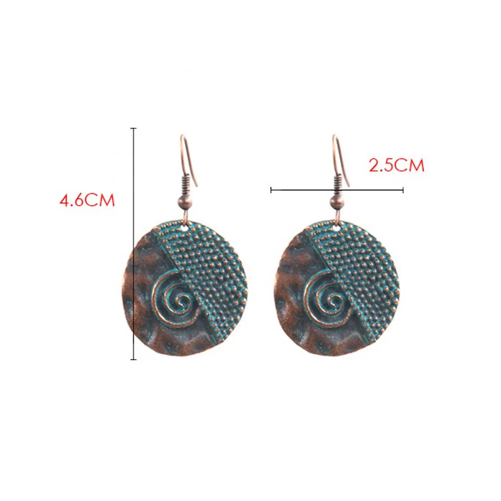 Vintage Wavy Polka Dot Earrings Irregular Spiral Pendant Ethnic For Women Bohemian Charm Holiday Jewelry Gifts | Украшения и