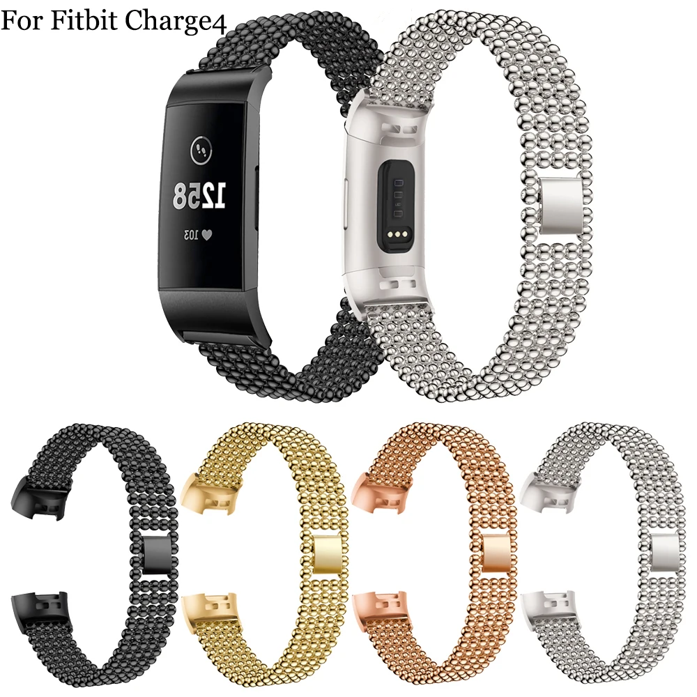 

New fashion Matal Bands for Fitbit Charge 3 / 4 Metal Wristbands Stainless Steel Sport Watch Band Replacement Metal Bracelet