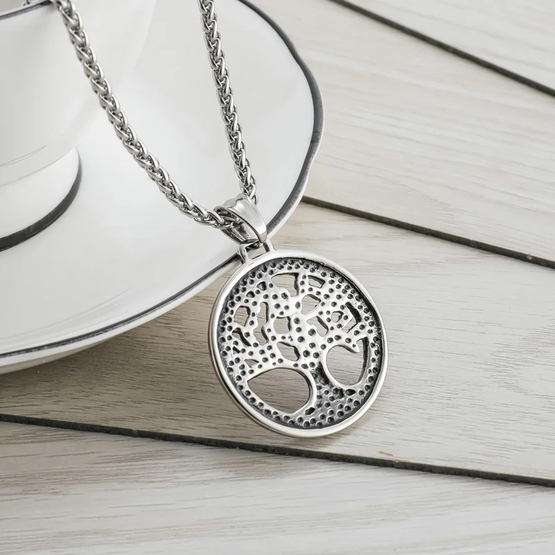 Открытое дерево жизни кулон ожерелье для женщин и мужчин из нержавеющей стали