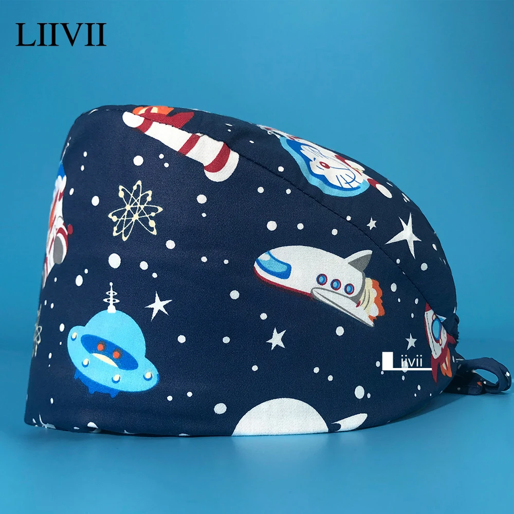 Новая женская шапка для операционной дышащая салона красоты с мультяшным