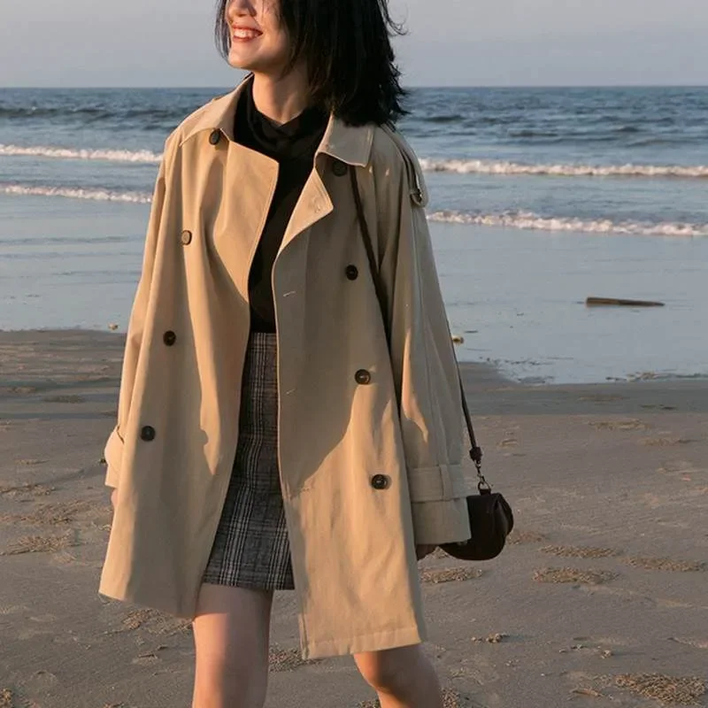 

Women's Windbreaker Mid-Length 2021 Spring And Autumn New Style Small Temperament Coat Casual Loose Lined Jacket Female A19
