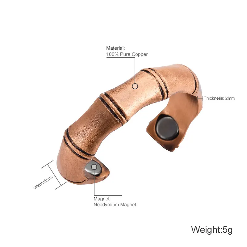 Escalus магнитный браслет для женщин кольцо из античной меди и бамбука с - Фото №1