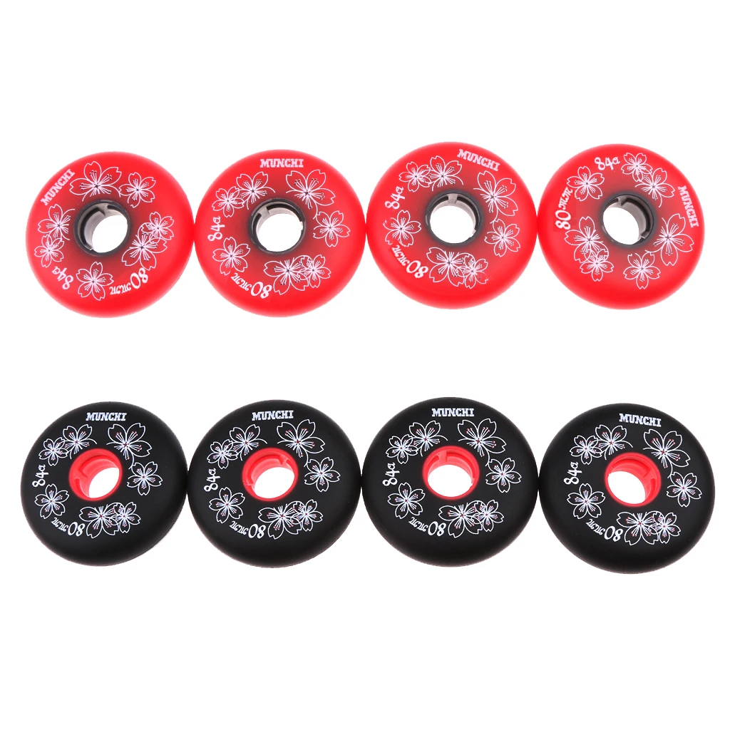 

4Pcs Replacement Wheels For Skating Inline Roller Skate Shoes 84A 72/76/80mm