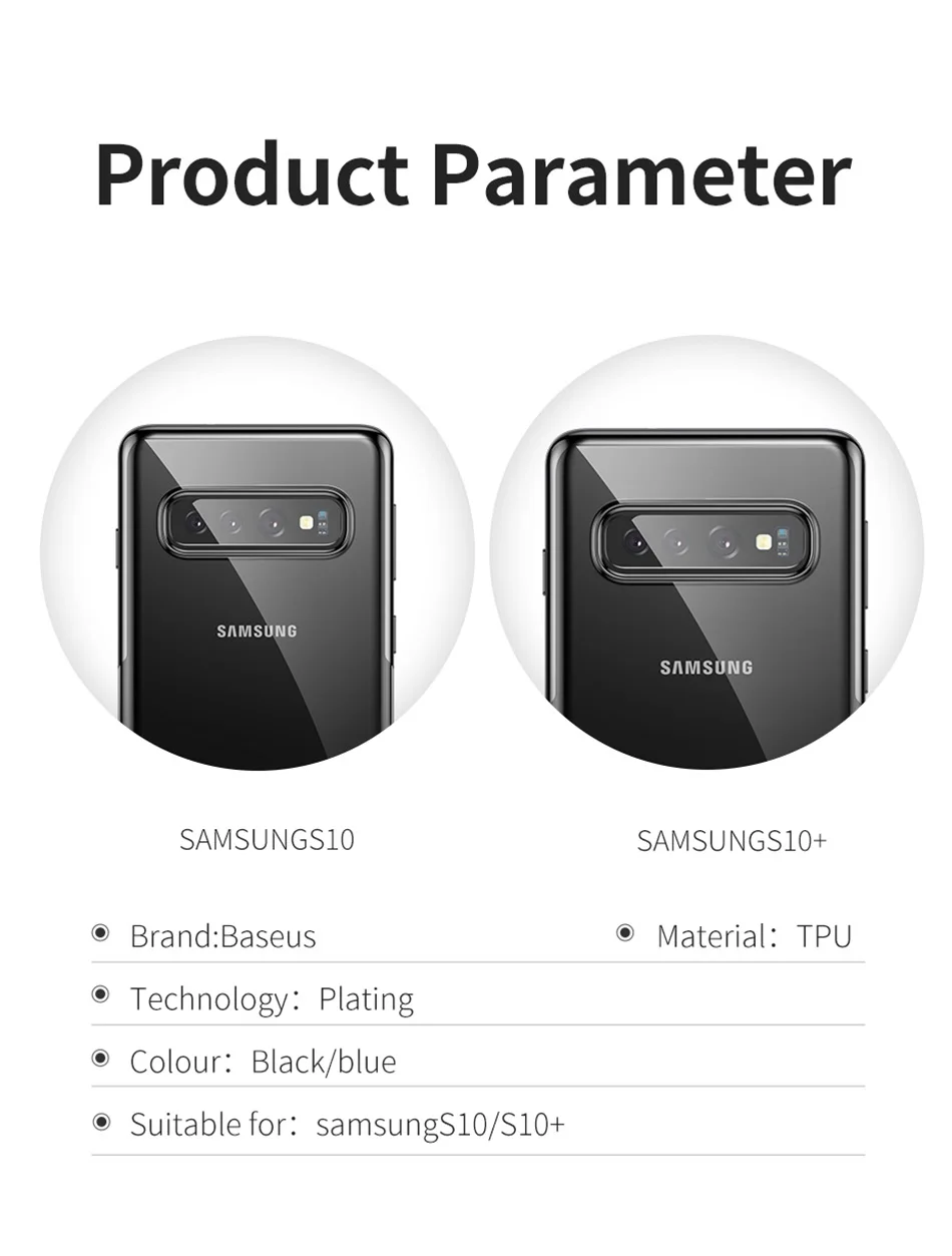 Роскошный чехол для телефона Baseus с покрытием для samsung Galaxy S10 Plus, Ультратонкий Мягкий ТПУ силиконовый чехол для Galaxy s10 Fundas