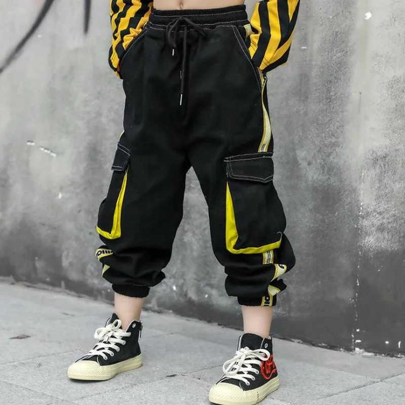 

Children's Clothing Girls Jazz Tracksuit Spring Autumn Dance Costumes Kids Hip-Hop O-Neck Stripe Long Sleeve Pure Cotton Suits