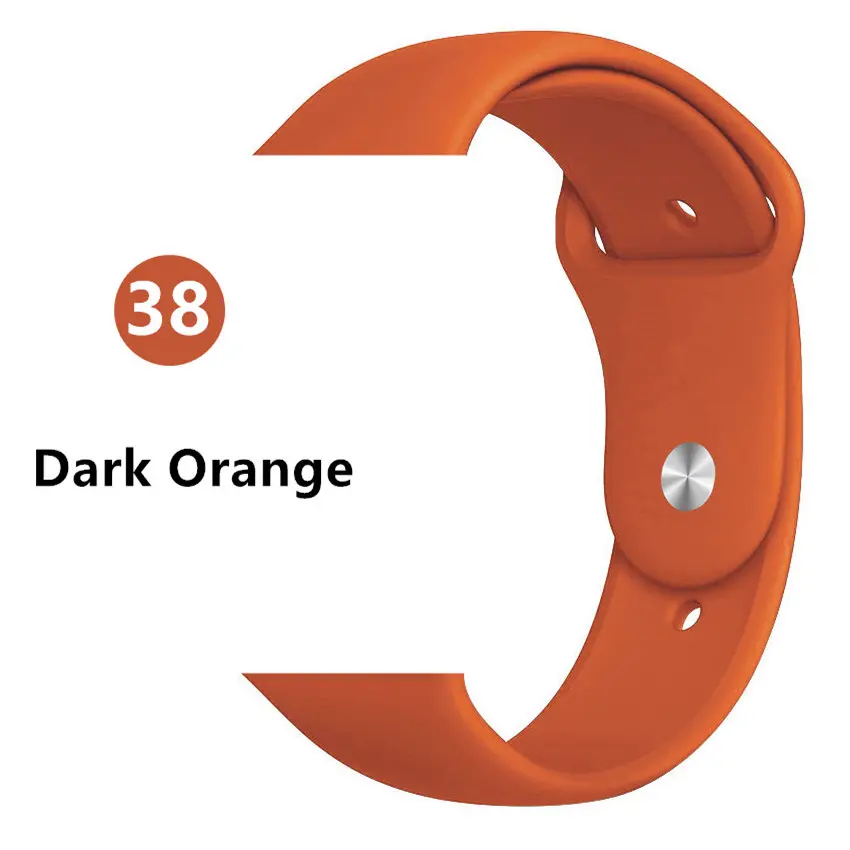 Dark orange 38 Спортивный ремешок для apple watch band 44 мм 40 мм correa iwatch band 42 мм 38 мм силиконовый браслет apple watch 5 4 3 2 1 Аксессуары - Цвет ремешка: Dark orange 38