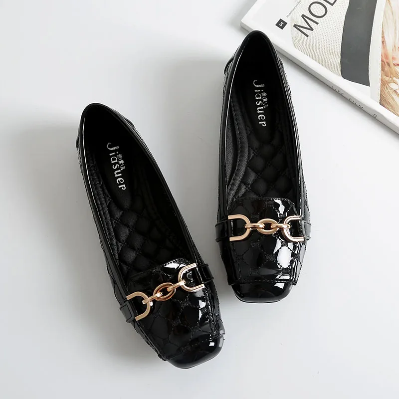 

Women Flats Shoes For Women New Casual Slip-on Ballerina Square Toe Patent Leather Chaussures Plates Zapatos Para Mujer