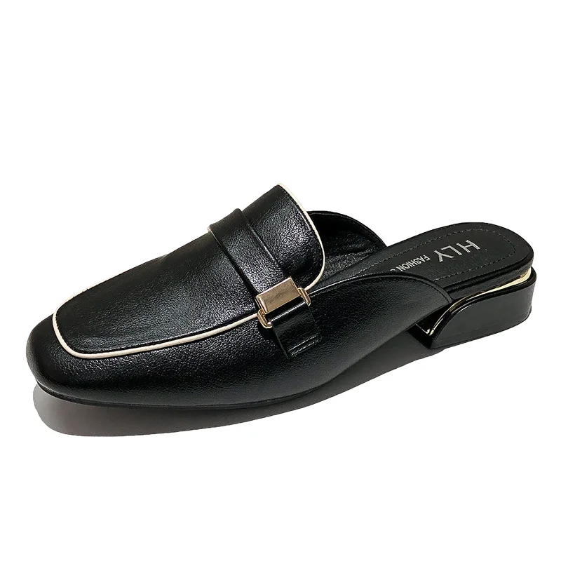 

2021 Summer New Korean Fashion Fashion Flat-Bottom Comfortable Baotou Half Drag Sandals Women's Shoes Slippers