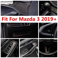 for mazda 3 2019 2022 wood grain look accessories window lift steering wheel gear dashboard air ac vent cover trim interior