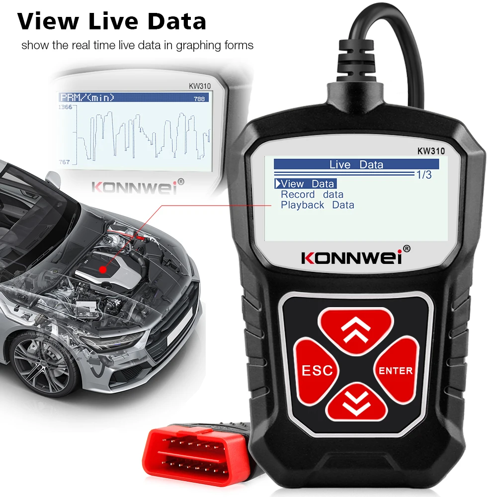 Сканер KONNWEI KW310 OBD2 для OBD 2 Автомобильный сканер диагностический инструмент