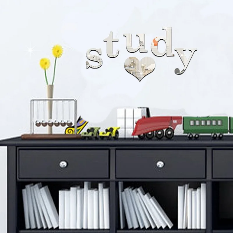 

English Alphabet Wall Sticker Mirror Acrylic 3D Self-adhesive Alphabet Poster Bedroom Holiday Party DIY Mural Art Decoration