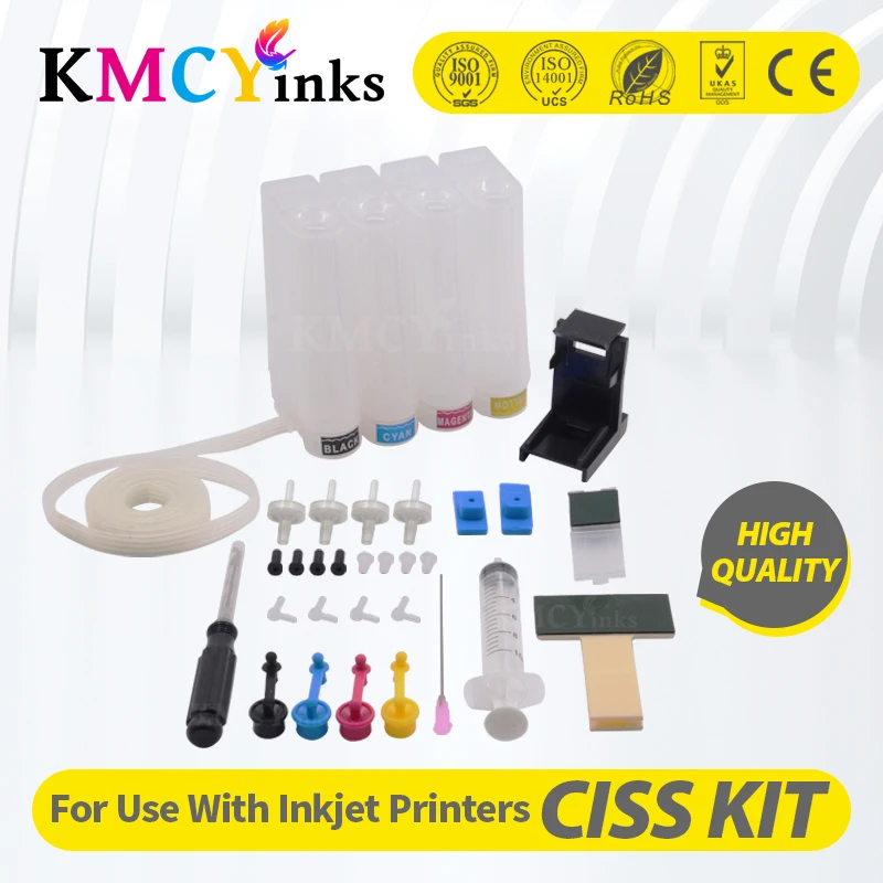 Чернильный резервуар KMCYinks Diy Ciss для HP 121 картриджей принтеров Deskjet D2563 F2423 F2483 F2493 F4213