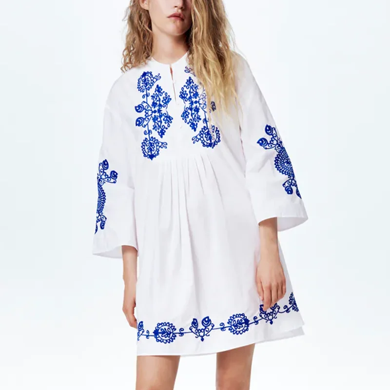 

Jastie/летнее женское мини-платье 2022, ТРАПЕЦИЕВИДНОЕ ПЛАТЬЕ с круглым вырезом и вышивкой, элегантные вечерние платья для девушек с расклешенны...