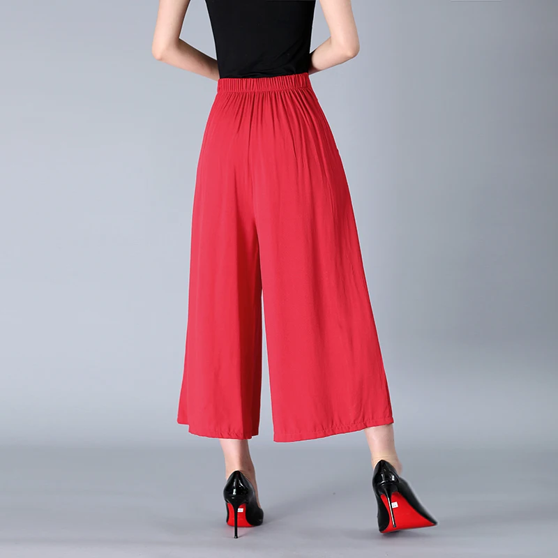 Big Size 4XL Linen Summer Capri New Casual Women Shorts Skirts High Waist Wide Leg Pleated Flex Fit Women Soft Skirt Feminina
