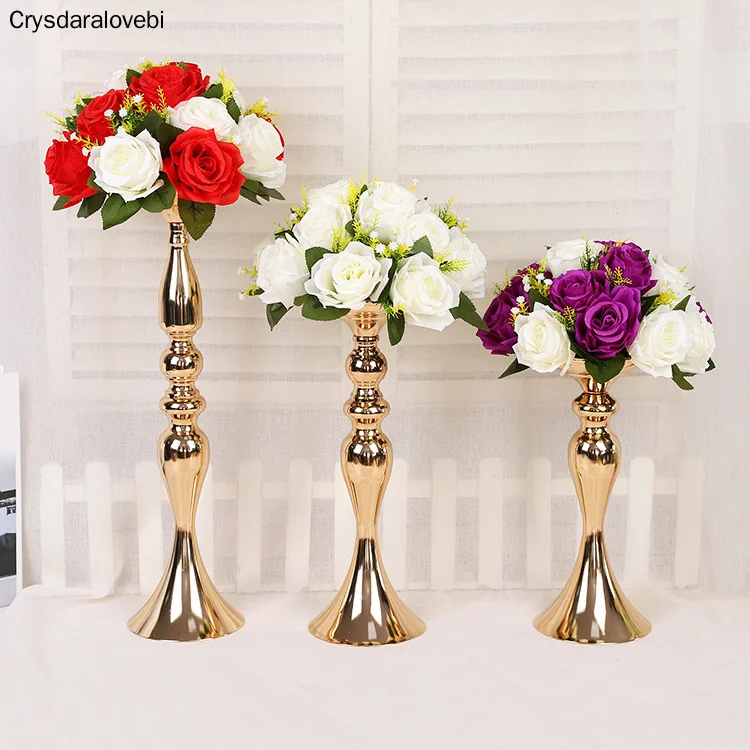 

3 Colors Metal Candle Holders 50cm/20" Flower Vase Rack Candle Stick Wedding Table Centerpiece Event Road Lead Candle Stands