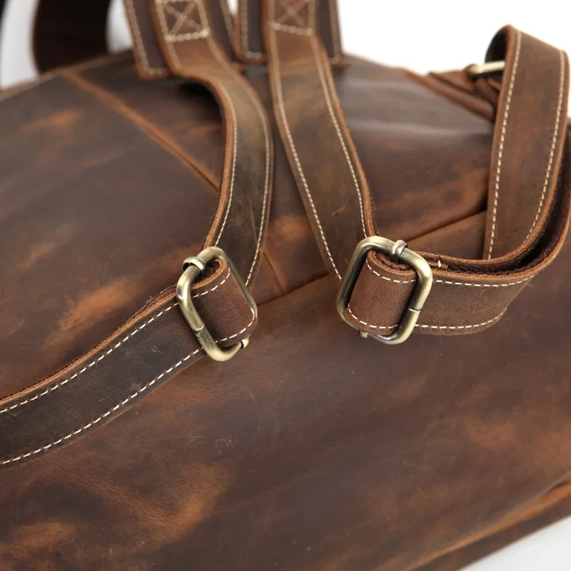 Новый рюкзак на выходные в стиле ретро кожаный мужской с капюшоном Crazy Horse модный