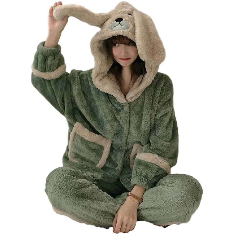 

New Winter Thick Warm Pajamas Sets For Women Sleepwear Homes Clothing Pajama Home Wear Womens Pyjamas Set Velvet Pants Nightwear