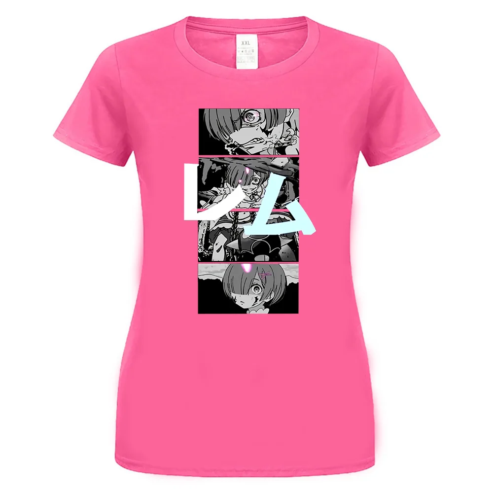 women pink Legit Re Zero Rem демон они форма файтинга аниме аутентичная футболка Ts5Gwb Летний стиль повседневная одежда футболка - Цвет: women pink
